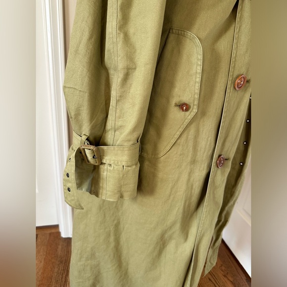 Vintage 1990s YSL Yves Saint Laurent Pour Homme Army Green Khaki Trench Coat - Picture 13 of 15